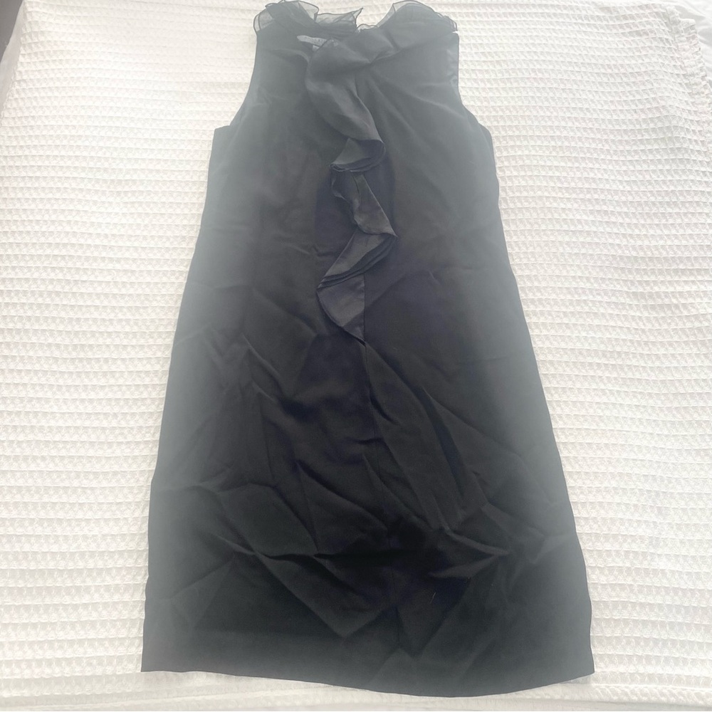 Anne Klein Elegant Black Ruffle Front Dress size 12